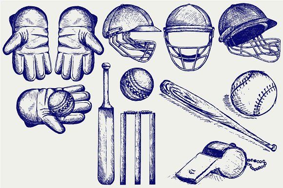 Cricket Equipment Drawing